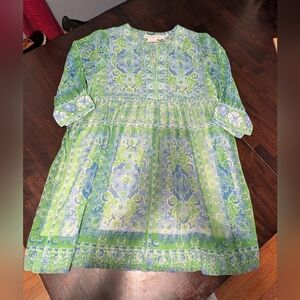 Gretchen Scott Designs Blue and Green Patterned Dress, Women's Medium